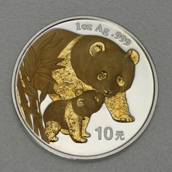 Silbermünze 1oz "China Panda - 2004" gilded 