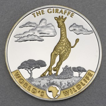 Silbermünze 1oz "Giraffe" 2019 (vergoldet) World's Wildlife (Kongo)