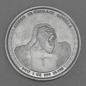 Silbermünze 1oz "Silberrücken Gorilla" 2017 (Kongo)