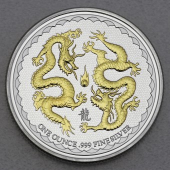 Silbermünze 1oz "Double Dragon" 2018 (vergoldet) (Niue)
