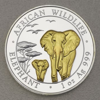 Silbermünze 1oz "Elefant" 2015 (vergoldet) African Wildlife (Somalia)