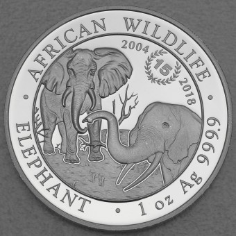 Silbermünze 1oz "Elefant" 2018 Jubiläum African Wildlife (Somalia)