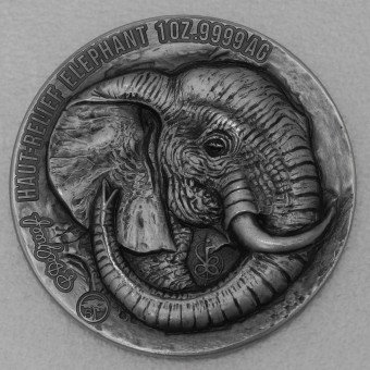 Silbermünze 1oz "Elefant" 2022 Antik Finish HR Big Five (Elfenbeinküste)