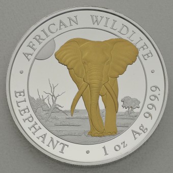 Silbermünze 1oz "Elefant" 2025 (vergoldet) African Wildlife (Somalia)