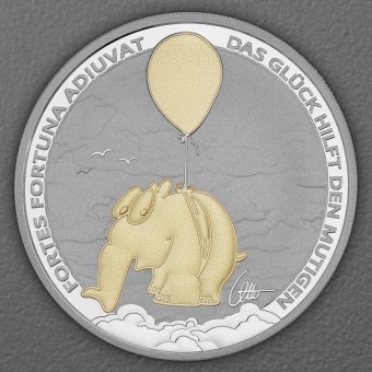Silbermünze 1oz "Fortes Fortuna Adiuvat" 2026 (vergoldet) Ottifanten – Ballonifant (Tuvalu)