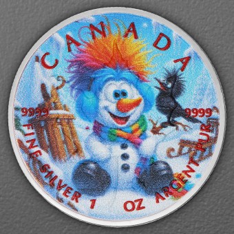 Silbermünze 1oz "Frosty" 2025 (koloriert) Festive Friends of Christmas (Kanada)