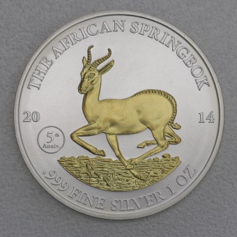 Silbermünze 1oz "Gabun Springbock - 2014" gilded 