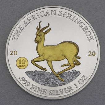 Silbermünze 1oz "Springbock" 2020 (vergoldet) (Gabun)