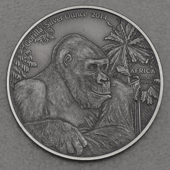 Silbermünze 1oz "Gorilla" 2014 (AF) Africa Silver Ounce (Kongo)