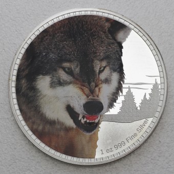 Silbermünze 1oz "Grey Wolf" 2016 (koloriert) Kings of the Continents (Niue)
