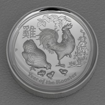 Silbermünze 1oz "Hahn" 2017 (PP/HR) Lunar II – Year of the Rooster (Australien)