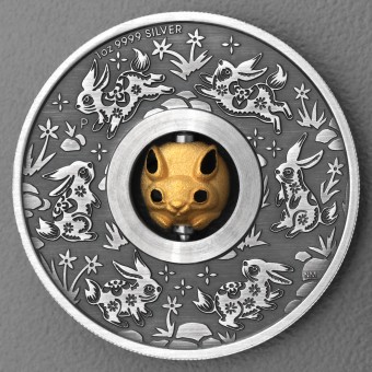 Silbermünze 1oz "Hase" 2023 (AF) Rotating Charm – Year of the Rabbit diff. (Tuvalu)