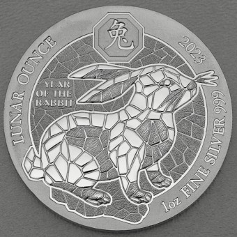 Silbermünze 1oz "Hase" 2023 Lunar Ounce (Ruanda)