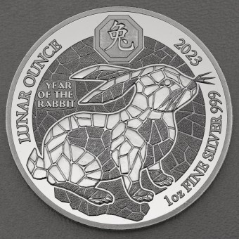 Silbermünze 1oz "Hase" 2023 (PP) Lunar Ounce 19% (Ruanda)