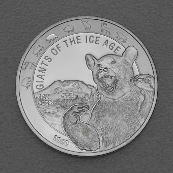 Silbermünze 1oz "Höhlenbär" 2020 Giants of Ice Age (Ghana)