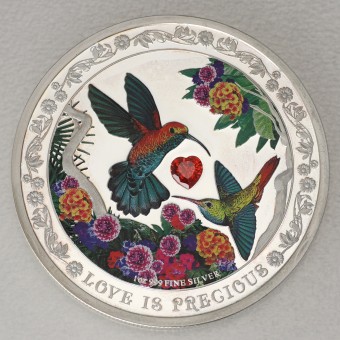 Silbermünze 1oz "Hummingbirds" 2016 (koloriert) Love is Precious (Niue)