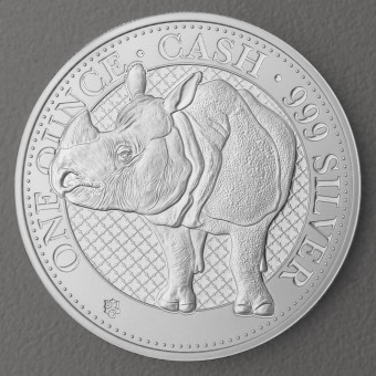 Silbermünze 1oz "Rhino" 2022 Cash Coin Indian Wildlife diff. (St. Helena)