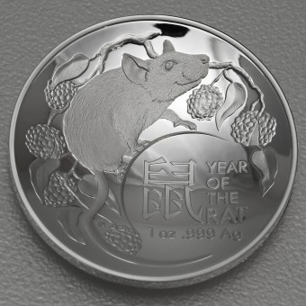 Silbermünze 1oz "Jahr der Ratte 2020" gewölbt PP/ Gewölbt (RAM)
