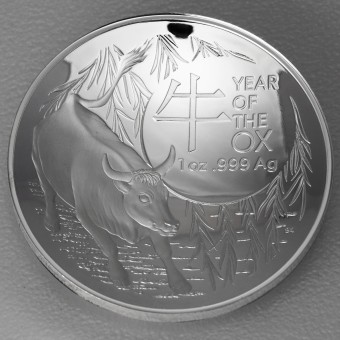 Silbermünze 1oz "Jahr des Ochsen" 2021 PP/gewölbt Lunar – Royal Australian Mint (Australien)