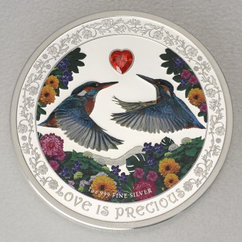 Silbermünze 1oz "Kingfisher" 2018 (koloriert) Love is Precious (Niue)