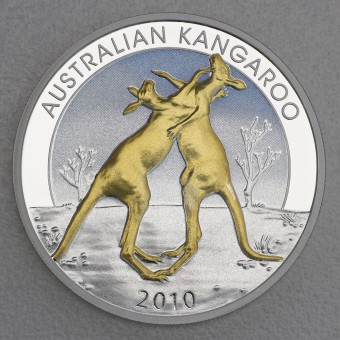 Silbermünze 1oz "Känguru 2010" gilded 24 Karat teilvergoldet