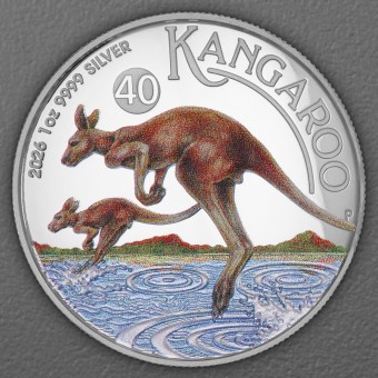 Silbermünze 1oz "Känguru" 2026 (PP/HR/koloriert) (Australien)