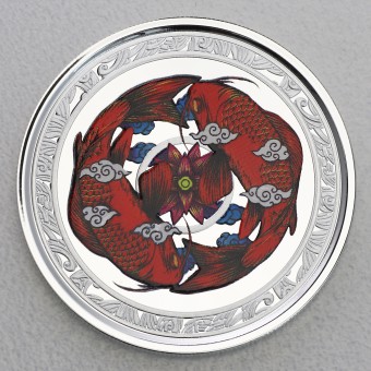 Silbermünze 1oz "Koi Fisch" 2023 koloriert (Fidschi)