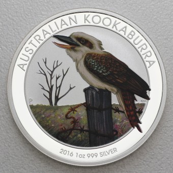 Silbermünze 1oz "Kookaburra" 2016 (koloriert) World Money Fair Berlin (Australien)