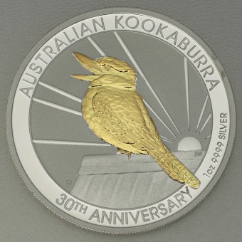 Silbermünze 1oz "Kookaburra" 2020 (vergoldet) 30th Anniversary World Money Fair (Australien)