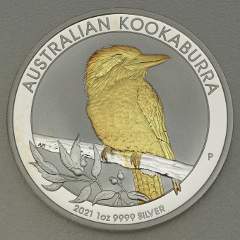 Silbermünze 1oz "Kookaburra" 2021 (vergoldet) (Australien)