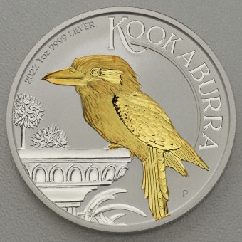 Silbermünze 1oz "Kookaburra" 2022 (vergoldet) (Australien)