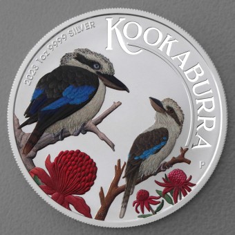 Silbermünze 1oz "Kookaburra - 2023" (coloriert) World Money Fair - Coin Show Special