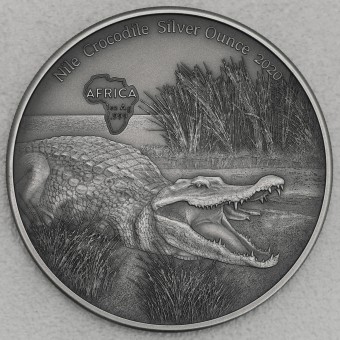 Silbermünze 1oz "Krokodil" 2020 (AF) Africa Silver Ounce (Ghana)