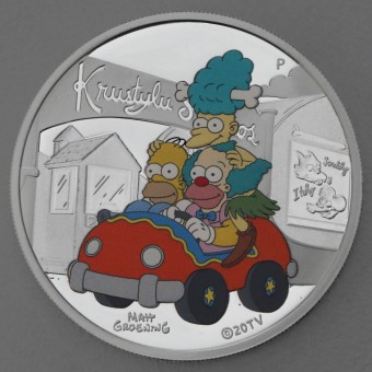 Silbermünze 1oz "Krustylu Studios 2022" (diff.) The Simpsons Serie, Polierte Platte, koloriert