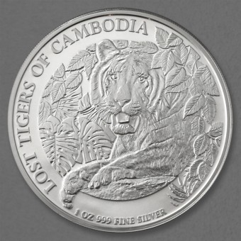 Silbermünze 1oz "Lost Tigers of Cambodia" 2023 diff. (Kambodscha)