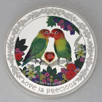 Silbermünze 1oz "Lovebirds" 2017 (koloriert) Love is Precious (Niue)