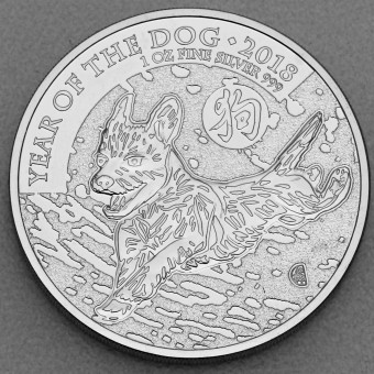 Silbermünze 1oz "Hund" 2018 Lunar – Year of the Dog (Großbritannien)