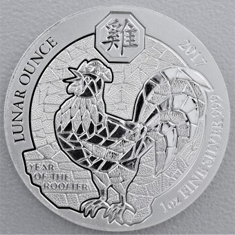 Silbermünze 1oz "Hahn" 2017 Lunar Ounce (Ruanda)