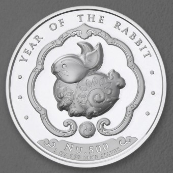 Silbermünze 1oz "Hase" 2023 (PP/HR) Lunar diff. (Bhutan)