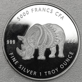 Silbermünze 1oz "Mandala Rhino 2018" (Tschad) 