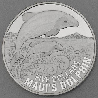 Silbermünze 1oz "Maui's Dolphin" 2010 (PP) Annual Silver Proof Coin (Neuseeland)