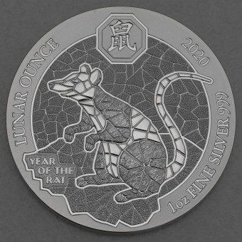 Silbermünze 1oz "Maus" 2020 Lunar Ounce (Ruanda)