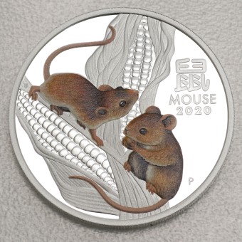 Silbermünze 1oz "Maus" 2020 (koloriert) Lunar III – Year of the Mouse (Australien)