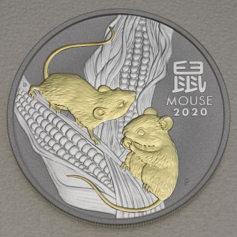 Silbermünze 1oz "Maus" 2020 (vergoldet) Lunar III – Year of the Mouse (Australien)