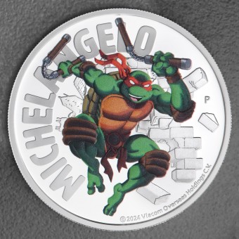 Silbermünze 1oz "Michelangelo" 2024 (PP/koloriert) Teenage Mutant Ninja Turtles™ (Tuvalu)