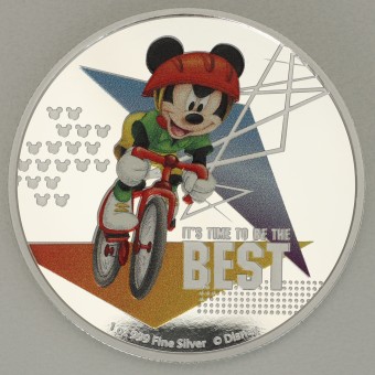 Silbermünze 1oz "It's Time to be the Best" 2020 (PP/koloriert) Disney Mickey Mouse Sports (Niue)