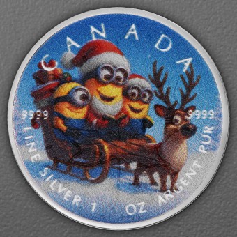 Silbermünze 1oz "Minions" 2025 (koloriert) Festive Friends of Christmas (Kanada)