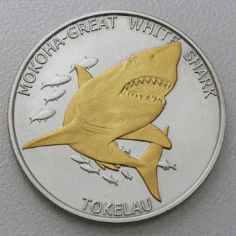Silbermünze 1oz "Mokoha - Great White Shark" 2015 (vergoldet) Territory of Tokelau (Tokelau)