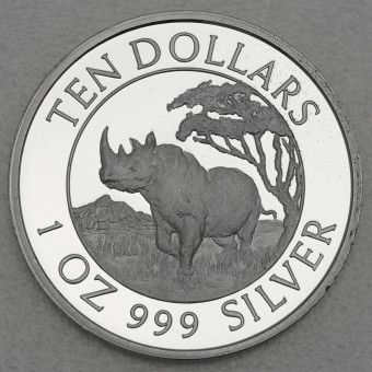 Silbermünze 1oz "Nashorn" 1996 Big Five (Simbabwe)