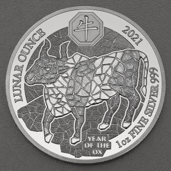 Silbermünze 1oz "Ochse" 2021 (PP) Lunar Ounce 19% (Ruanda)